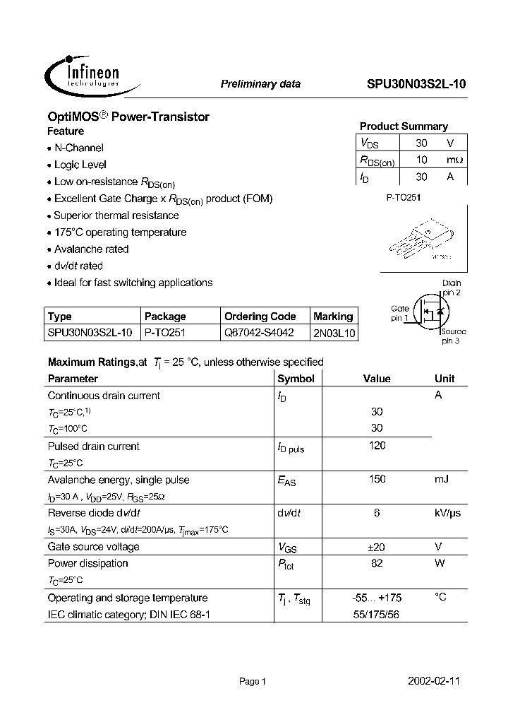 SPU30N03S2L-10_432919.PDF Datasheet