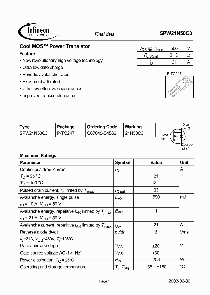SPW21N50C3_387651.PDF Datasheet