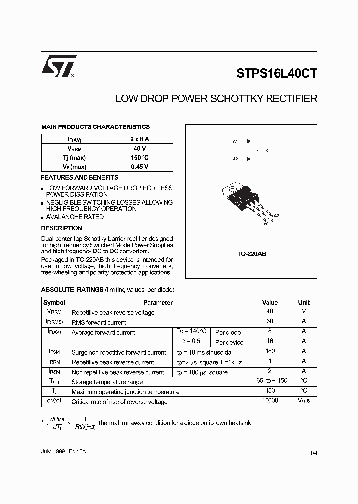 STPS16L40_397310.PDF Datasheet