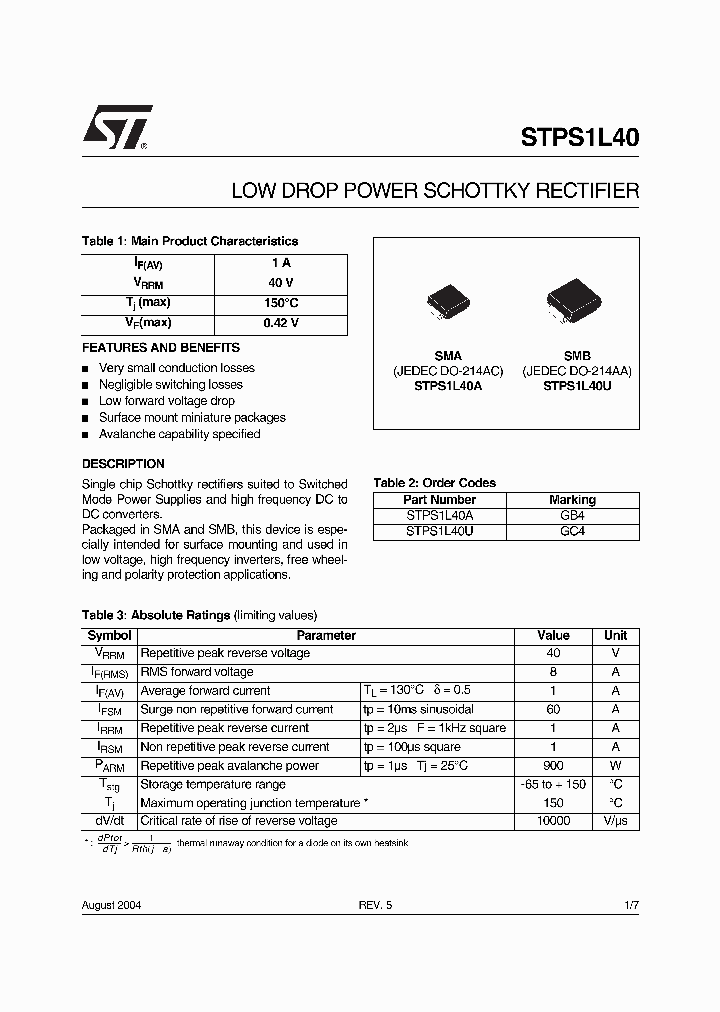 STPS1L40_425957.PDF Datasheet
