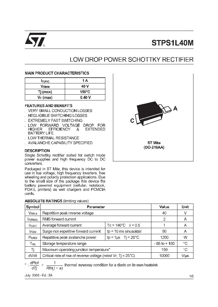 STPS1L40M_425961.PDF Datasheet