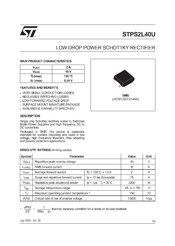 STPS2L40U_404808.PDF Datasheet