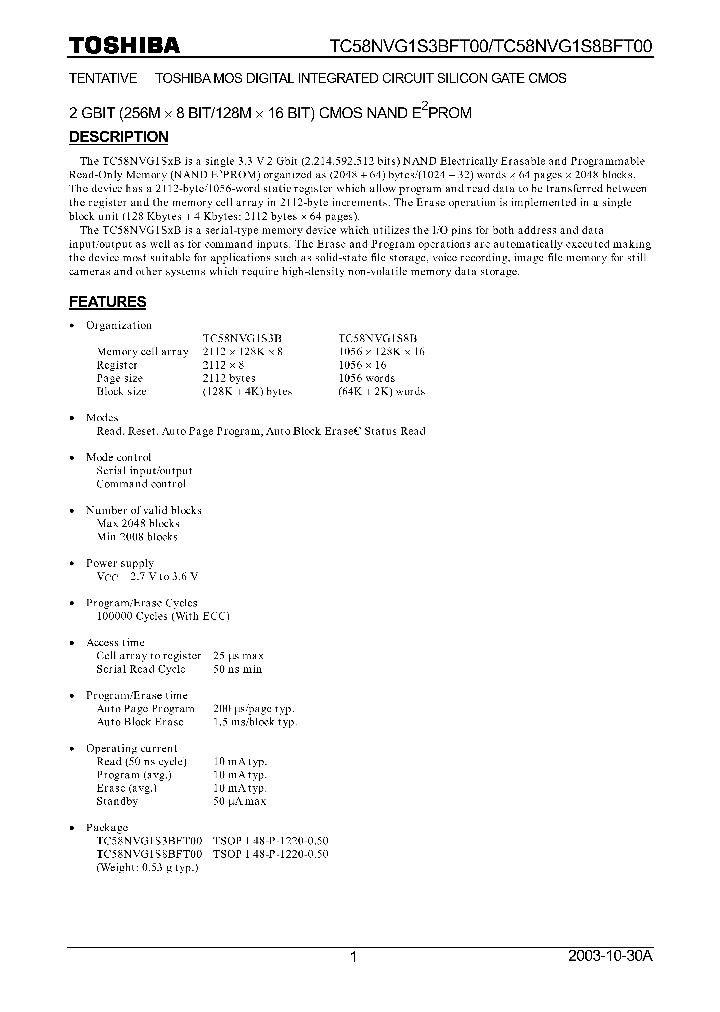 TC58NVG1S8BFT00_410254.PDF Datasheet
