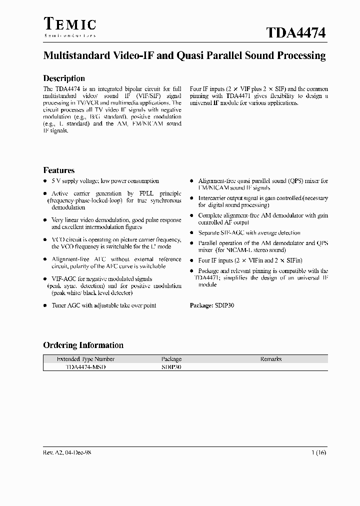 TDA4474_396677.PDF Datasheet
