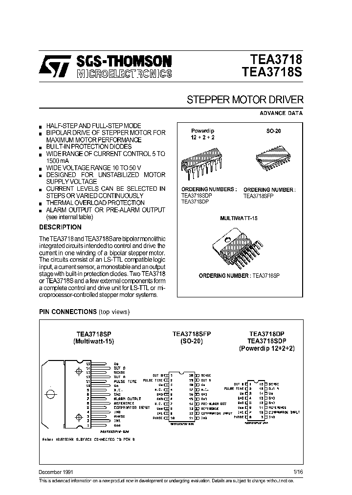 TEA3718_69167.PDF Datasheet