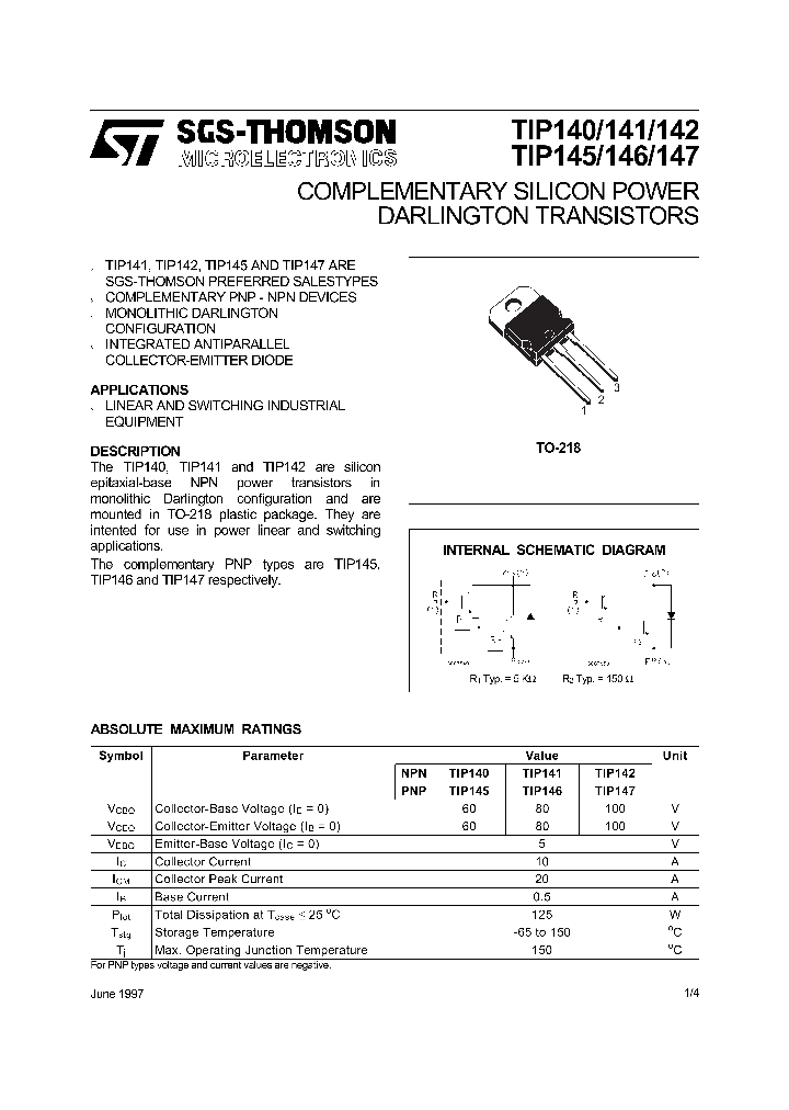TIP142_313873.PDF Datasheet