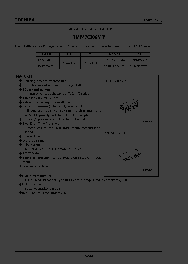 TMP47C206MTMP47C206P_401535.PDF Datasheet