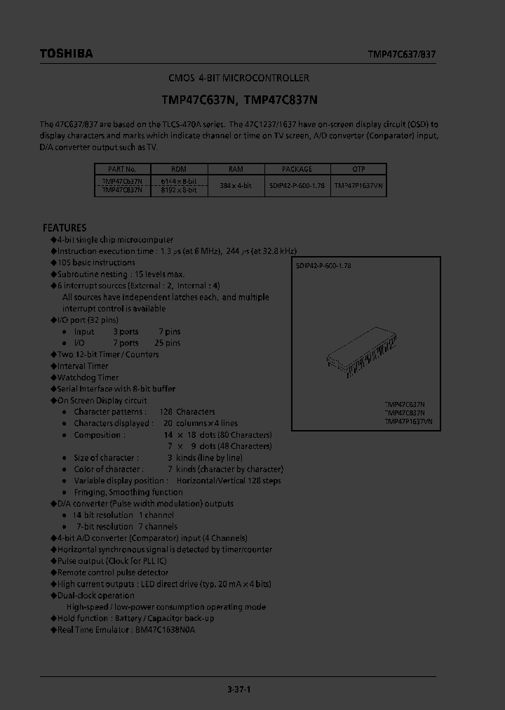 TMP47C1637VN_37270.PDF Datasheet
