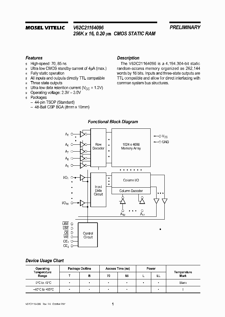 V62C21164096_403811.PDF Datasheet