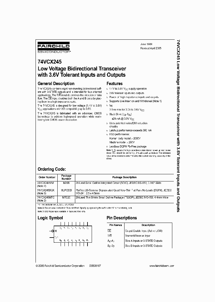 74VCX245BQX_438707.PDF Datasheet