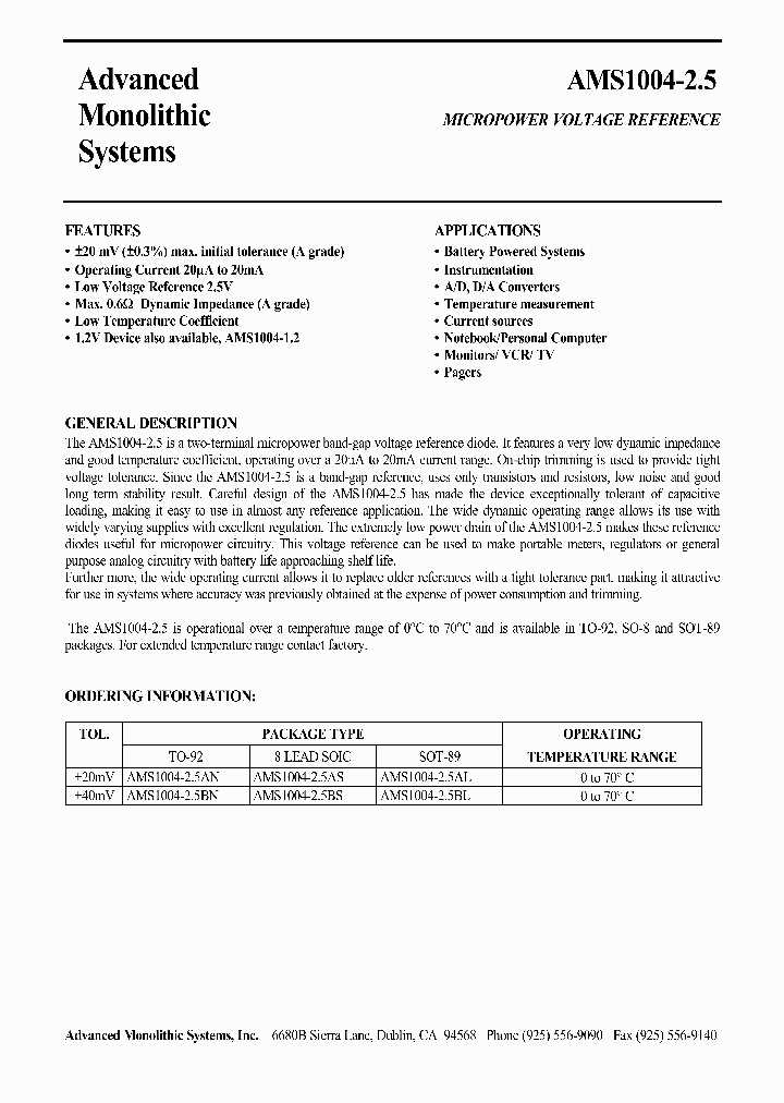 AMS1004-25AL_459296.PDF Datasheet