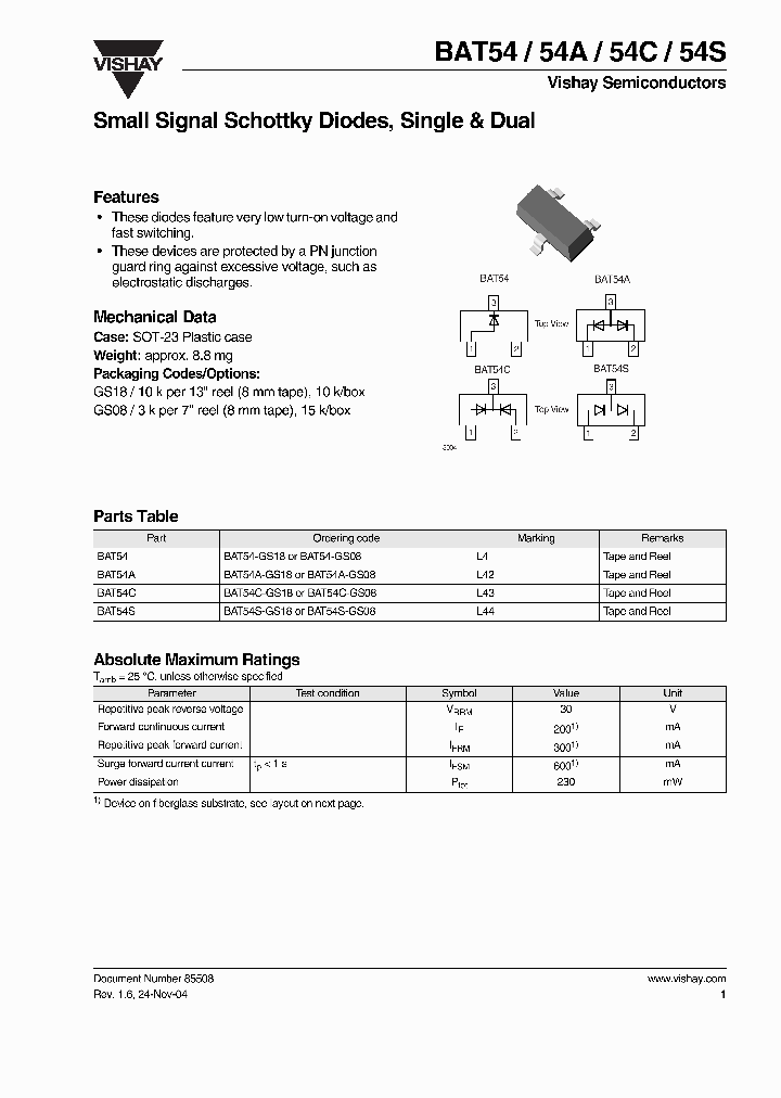BAT54_433968.PDF Datasheet