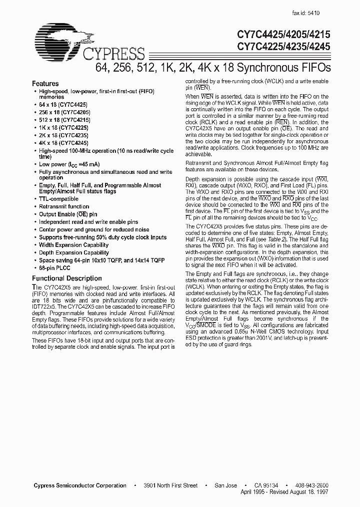 CY7C4205_420192.PDF Datasheet