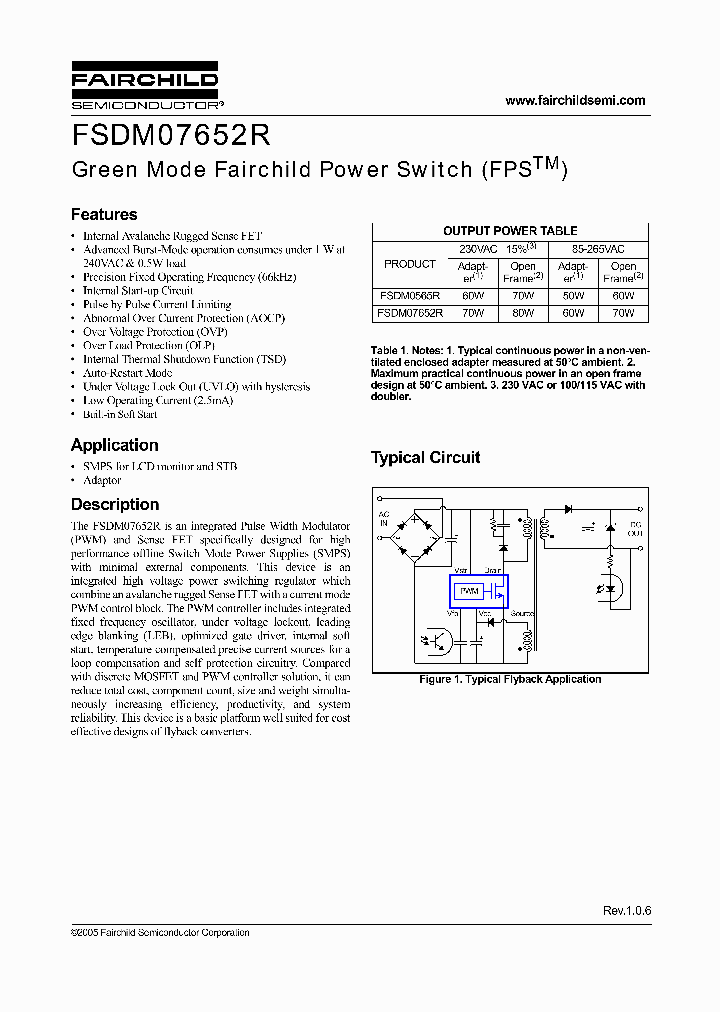FSDM07652RWDTU_449533.PDF Datasheet