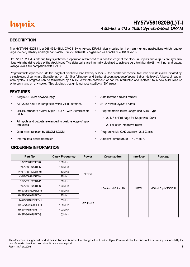 HY57V561620B_451512.PDF Datasheet