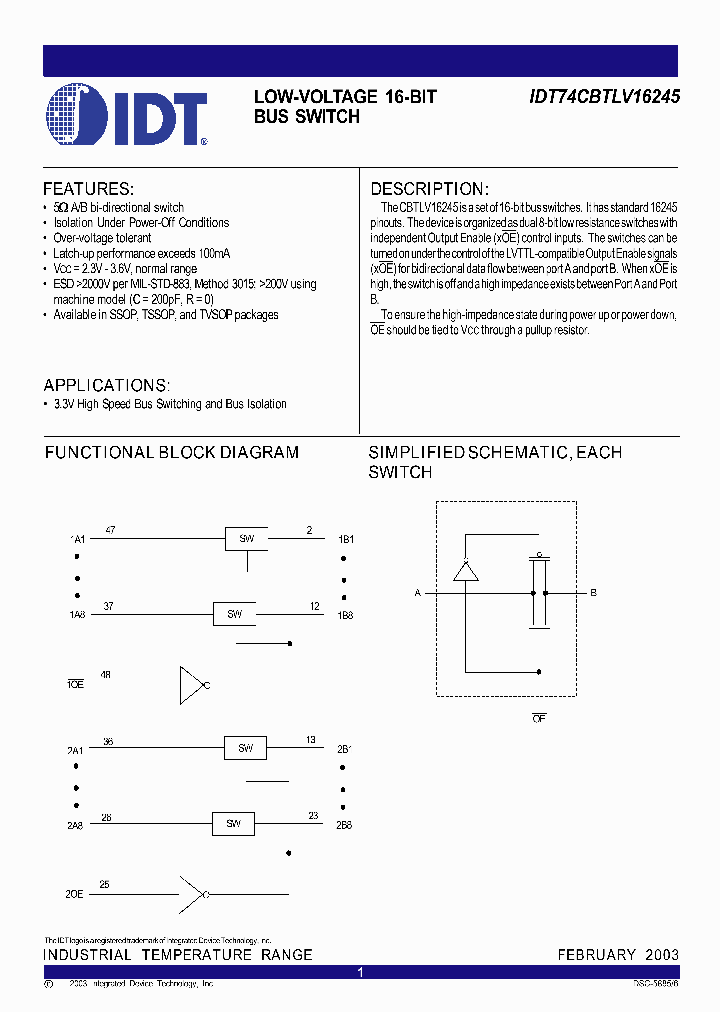 IDT74CBTLV16245_255056.PDF Datasheet