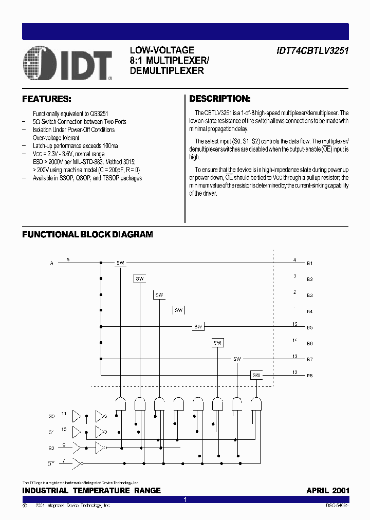 IDT74CBTLV3251_467831.PDF Datasheet