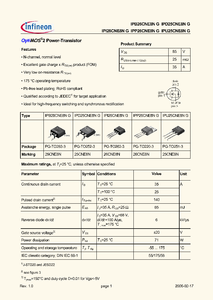 IPD25CNE8NG_453537.PDF Datasheet