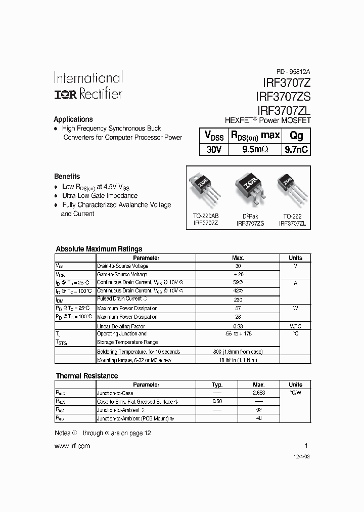 IRF3707Z_433200.PDF Datasheet