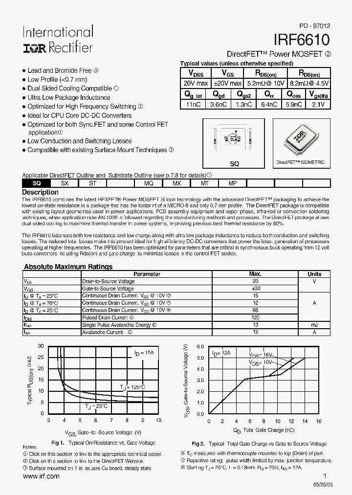 IRF6610_470287.PDF Datasheet