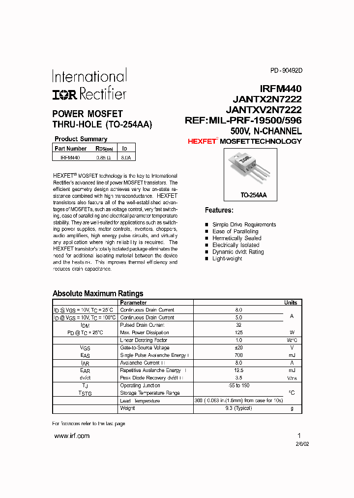 IRFM440_465231.PDF Datasheet