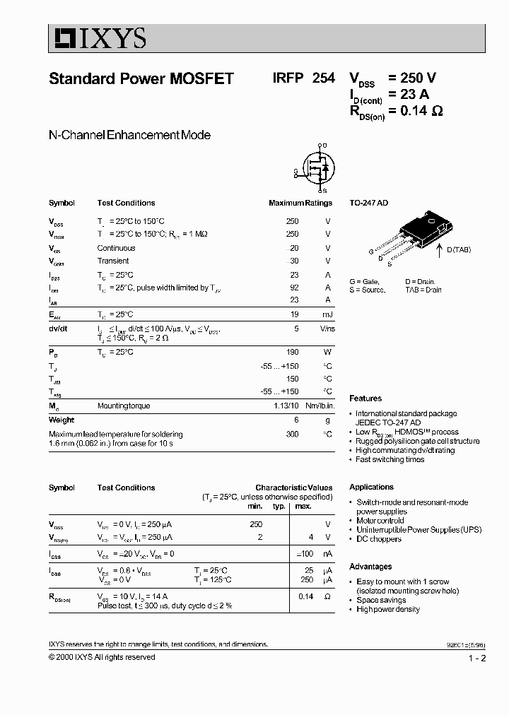 IRFP254_479174.PDF Datasheet