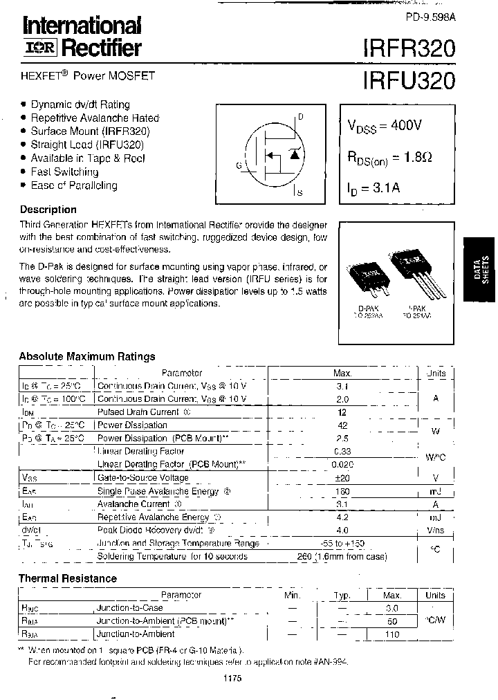 IRFU320_62516.PDF Datasheet