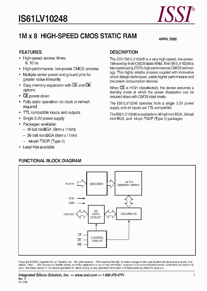 IS61LV10248-10BI_408638.PDF Datasheet