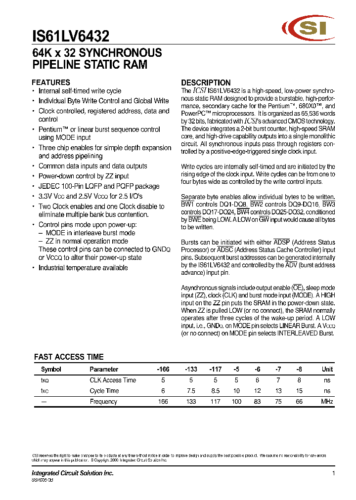 IS61LV6432-117TQI_484351.PDF Datasheet