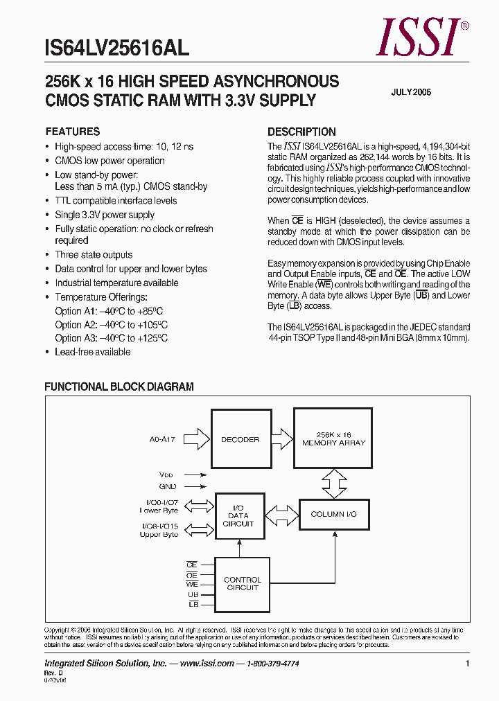 IS64LV25616AL_459626.PDF Datasheet