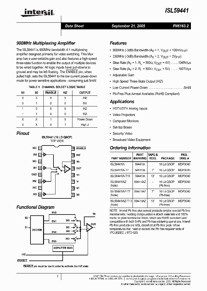 ISL59441_441673.PDF Datasheet
