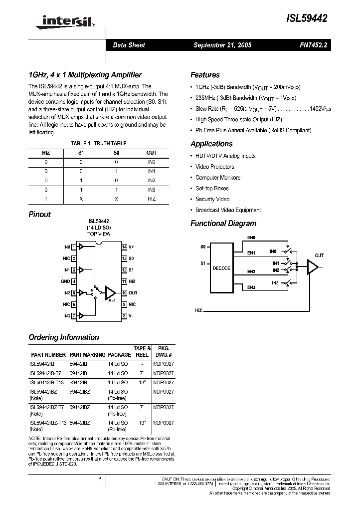 ISL59442_441680.PDF Datasheet