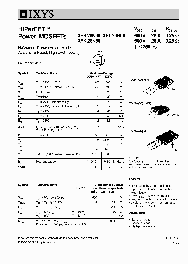 IXFH26N60_453400.PDF Datasheet