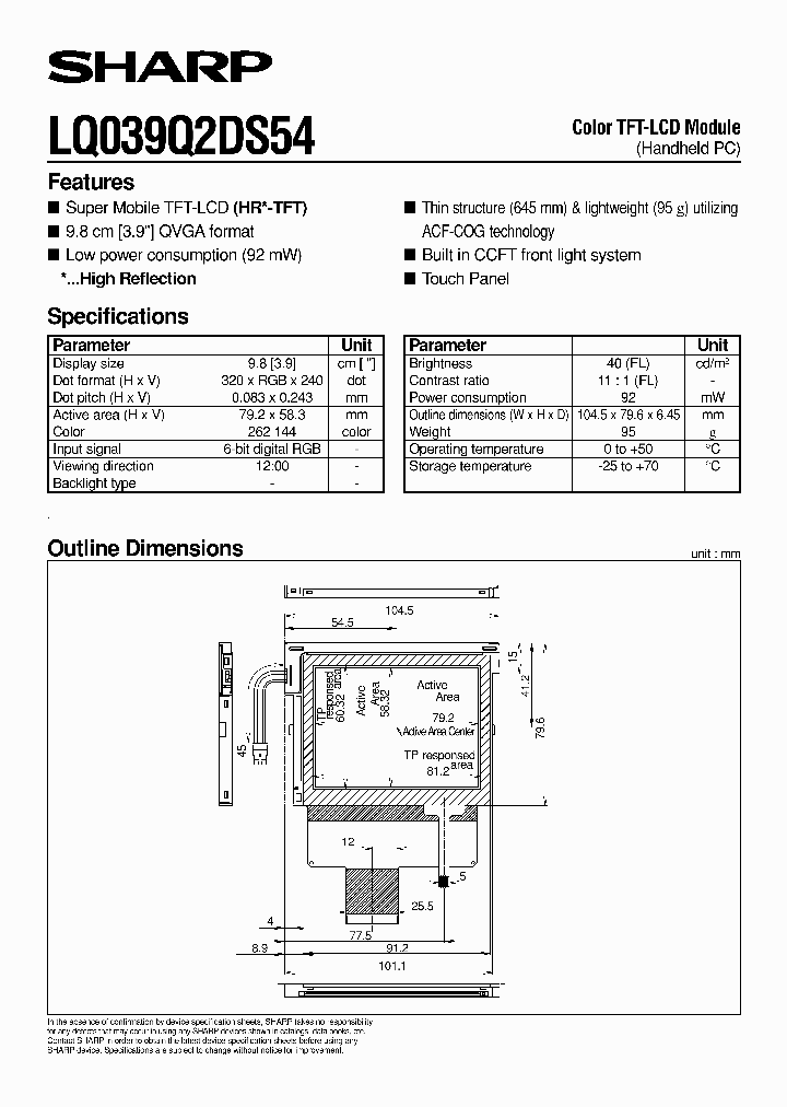 LQ039Q2DS54_475441.PDF Datasheet