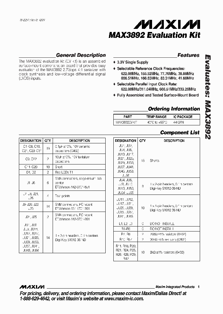 MAX3892EVKIT_467586.PDF Datasheet