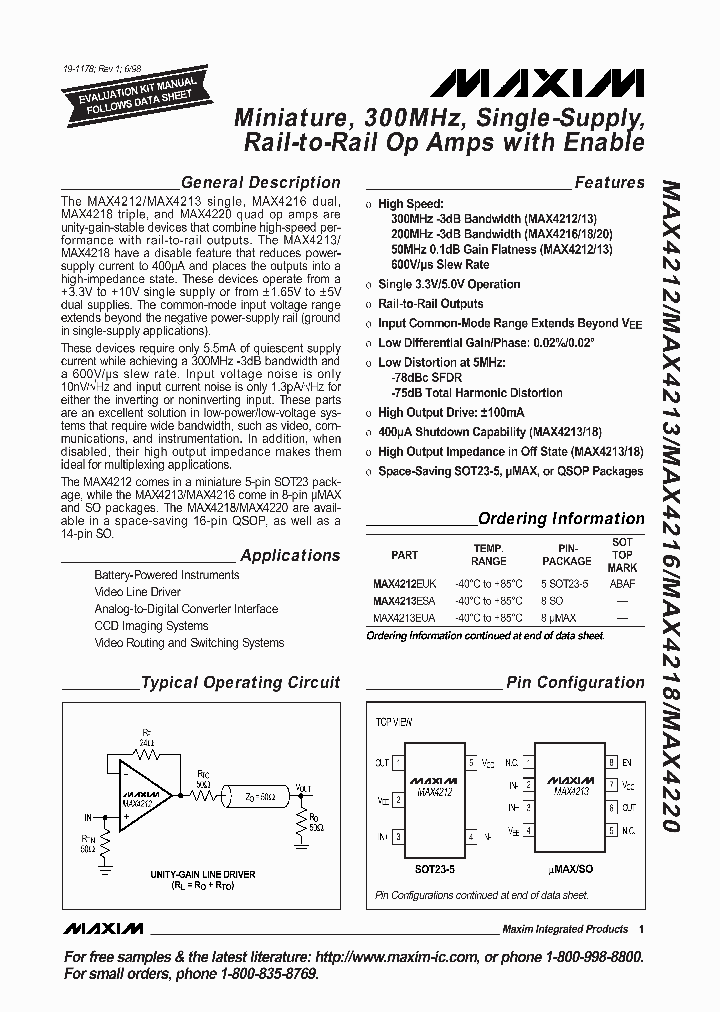 MAX4220EEE_97487.PDF Datasheet