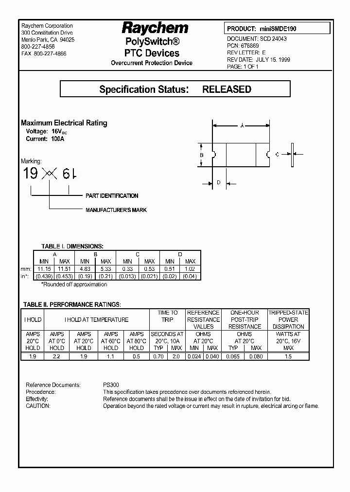 MINISMDE190_421900.PDF Datasheet