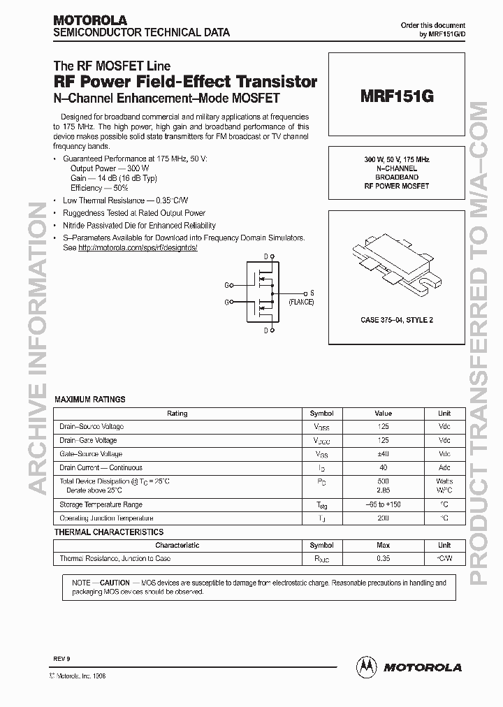 MRF151G_460543.PDF Datasheet