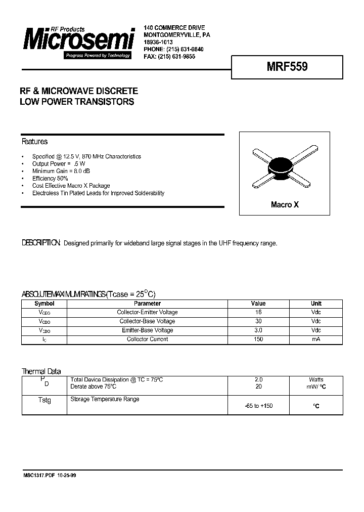 MRF559_477420.PDF Datasheet