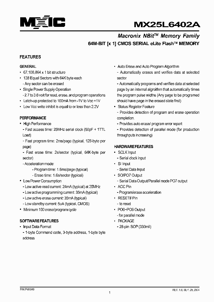 MX25L6402AMI-40G_482627.PDF Datasheet