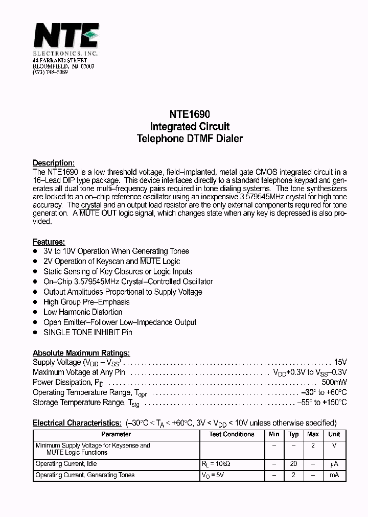NTE1690_447583.PDF Datasheet