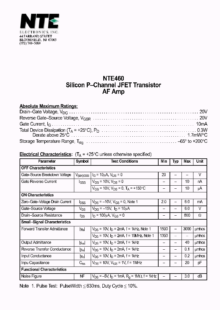 NTE460_455640.PDF Datasheet