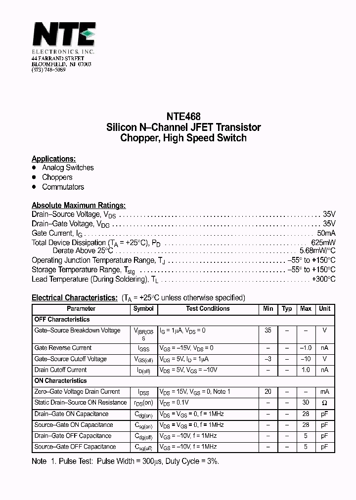 NTE468_476399.PDF Datasheet