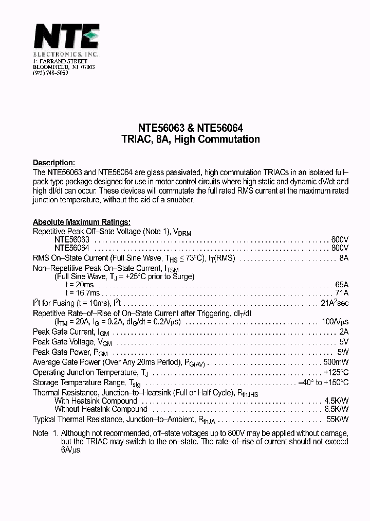 NTE56064_449807.PDF Datasheet