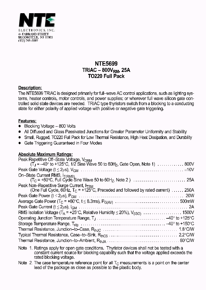NTE5699_460226.PDF Datasheet