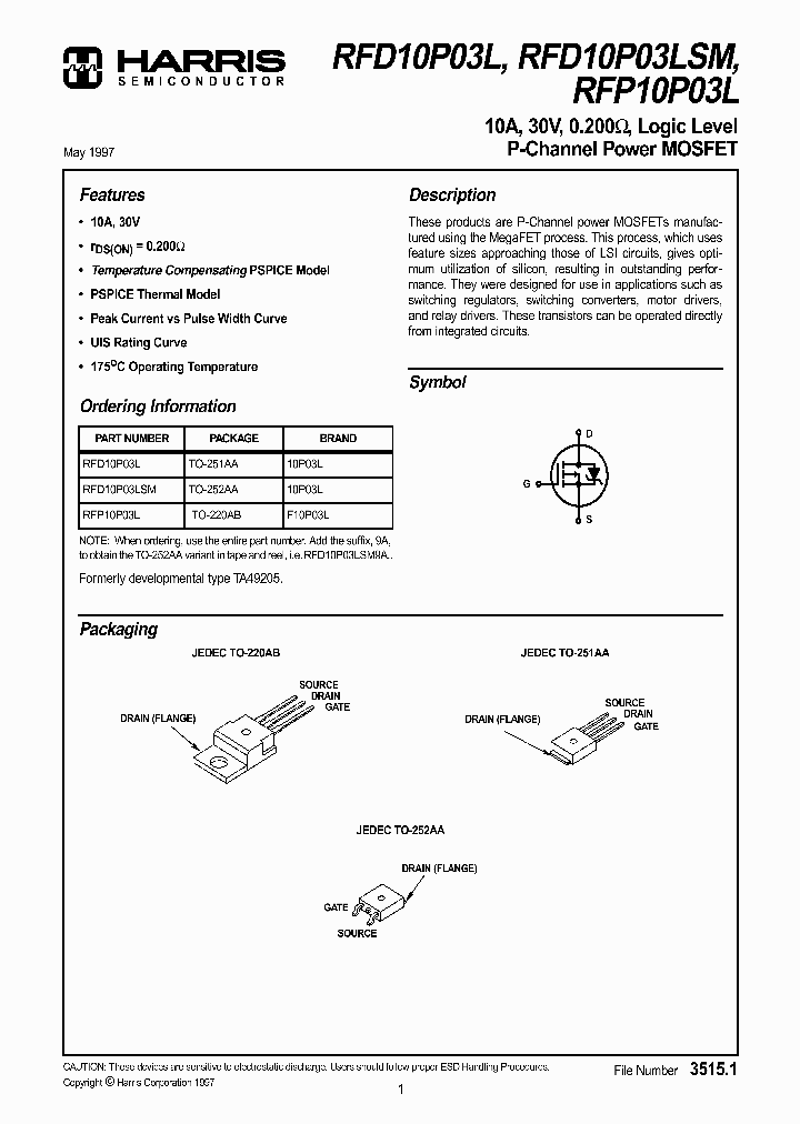 RFD10P03L_441609.PDF Datasheet