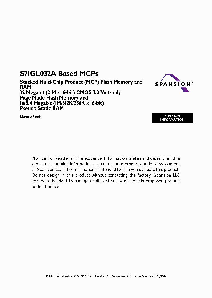 S71GL032A80BAI0B2_462289.PDF Datasheet