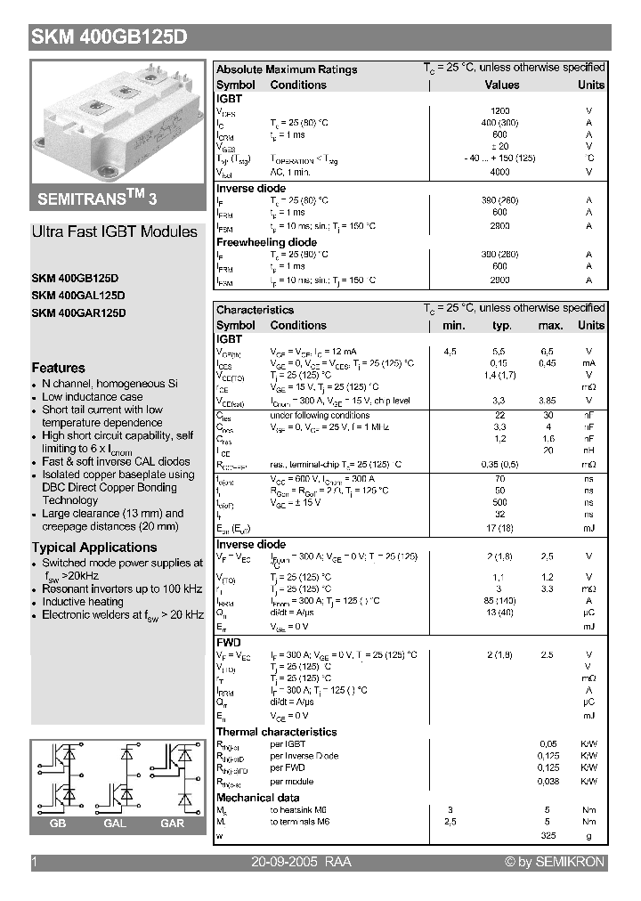 SKM400GB125D_461530.PDF Datasheet