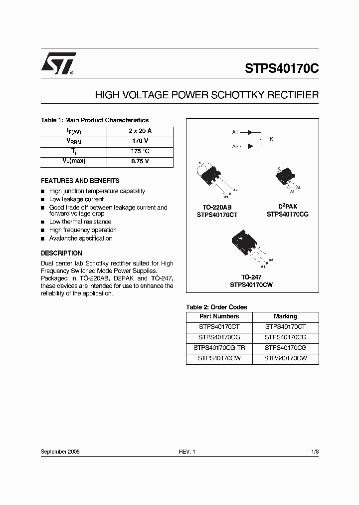 STPS40170C_446962.PDF Datasheet