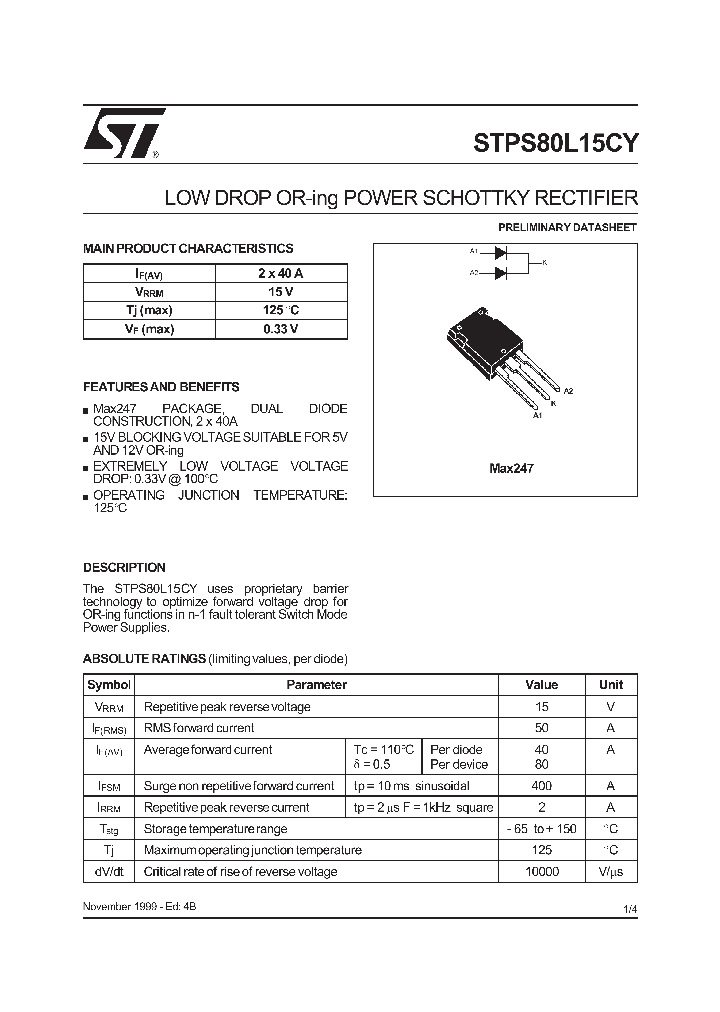 STPS80L15CY_443405.PDF Datasheet